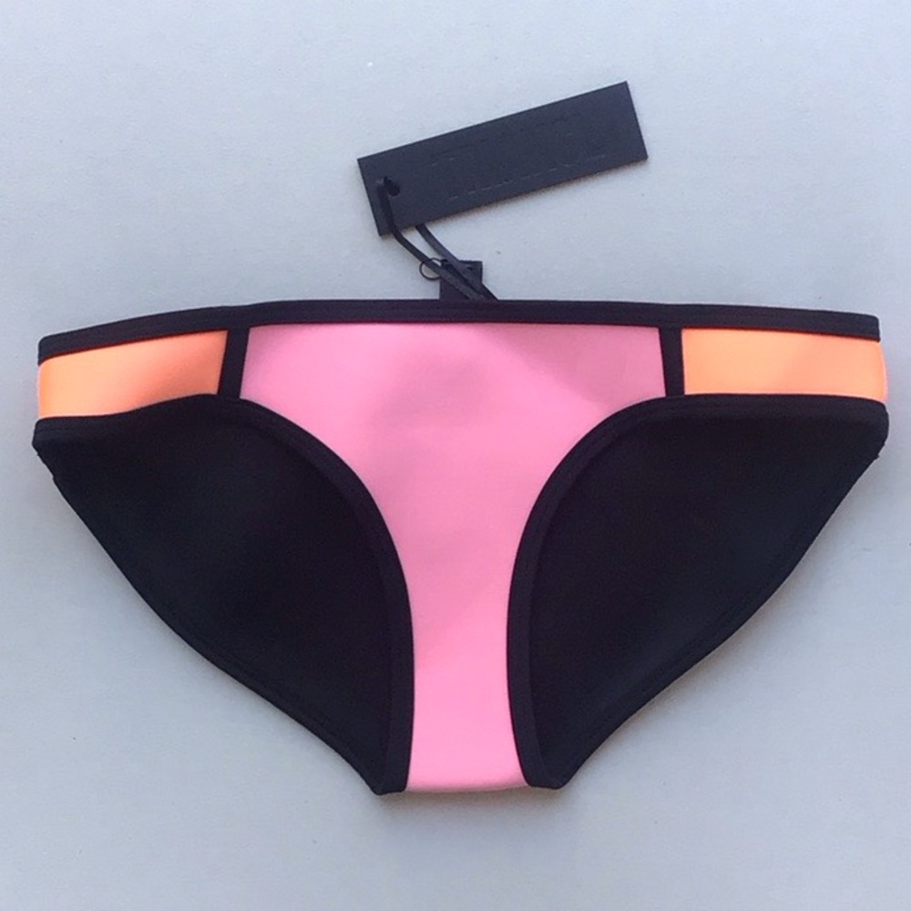 Triangl Swimwear colorblock Pink orange Black Bikini bottom NWT